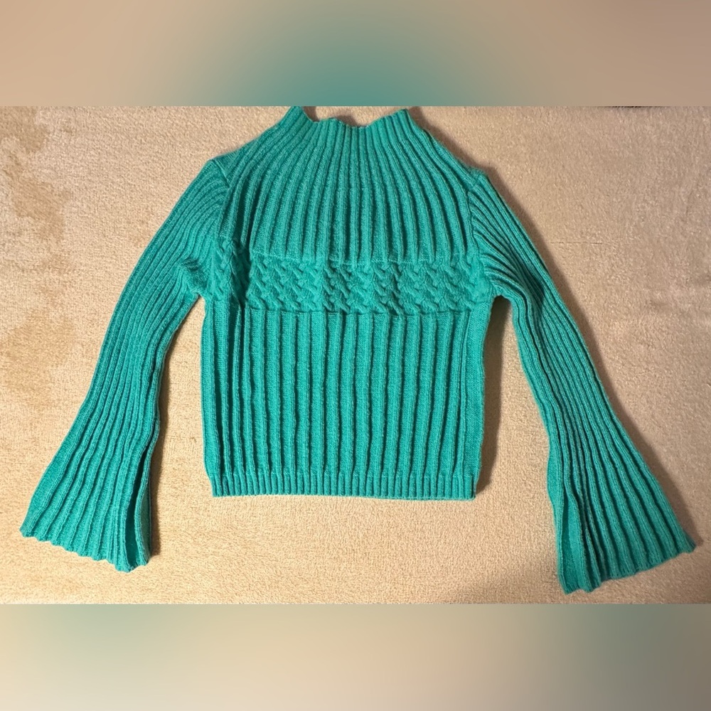 SHEIN Jade Green Ribbed Cowl Sweater